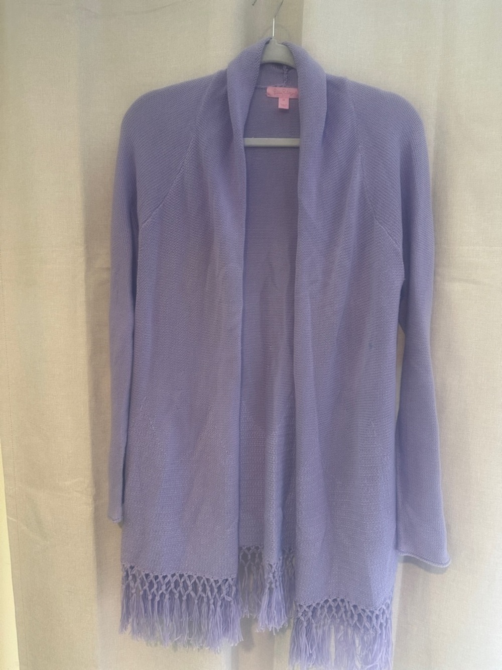 Lilly Pulitzer Lilac Open-Front Fringe Cardigan